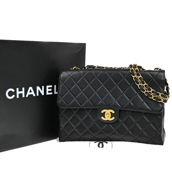 CHANEL CC Matelasse 30 Chain Shoulder Bag Leather Black GHW Vintage 359RF616 - Picture 1 of 16